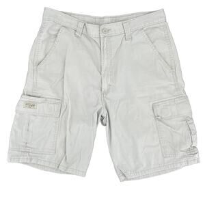 Wrangler Cargo Shorts Neutral Khaki Cream Thrashed Junk Summer Workwear Size 34
